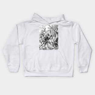 Adam Tills the Soil - the Dance of Death - Hans Holbein Kids Hoodie